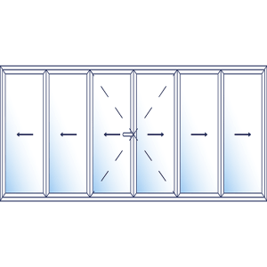 Foldedør aluminium MB‑86 Fold Line 6 delt V/H