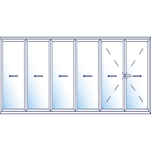 Foldedør aluminium MB‑86 Fold Line 6 delt